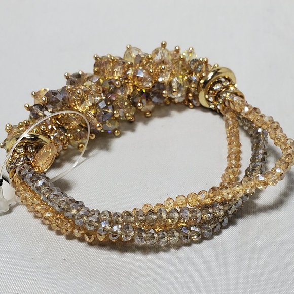Ali khan stretch champagne/clear stones bracelet - Picture 7 of 8